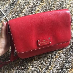 Kate Spade small red leather messenger